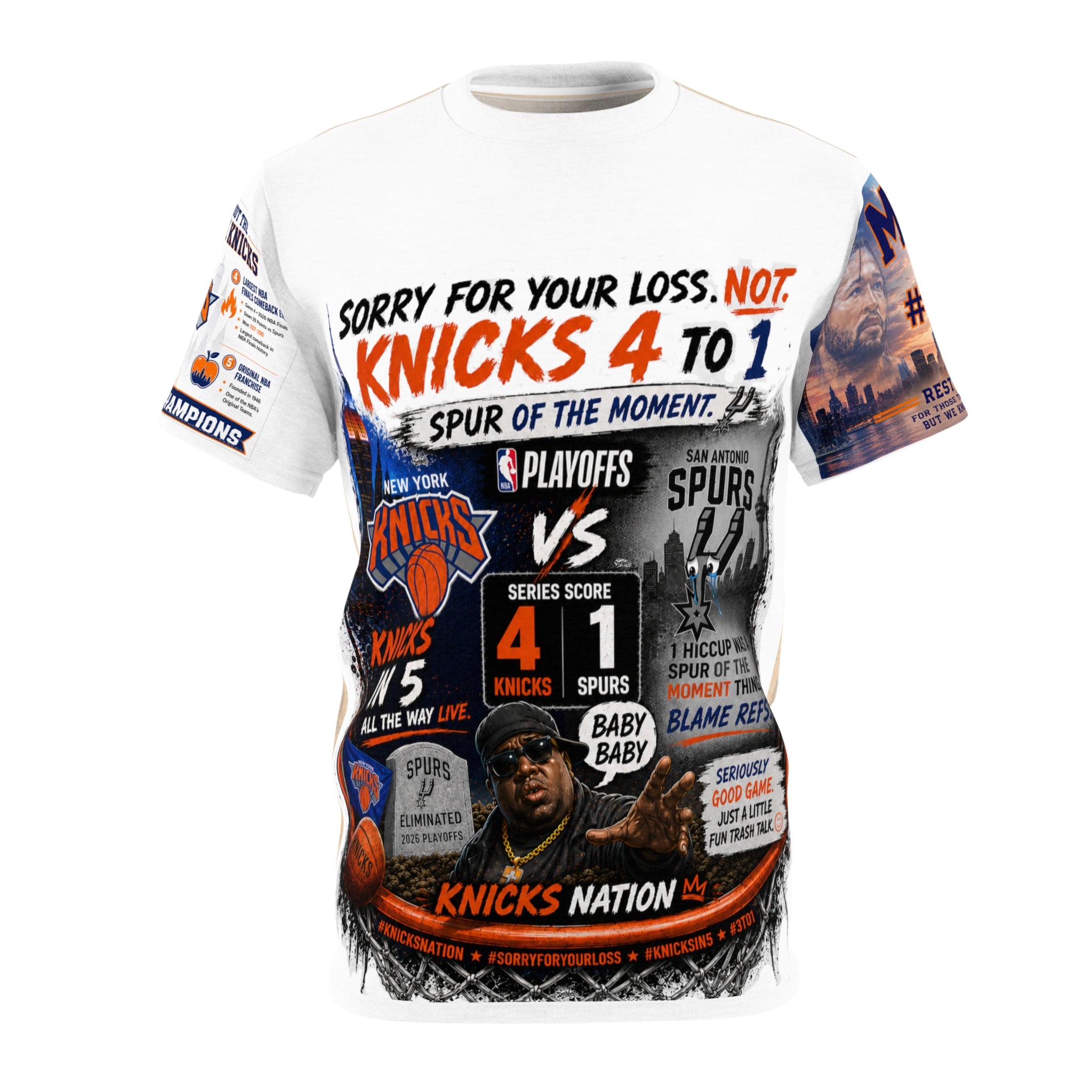 Custom Unisex Cut & Sew Tee (AOP) Knicks Win 4 to 1